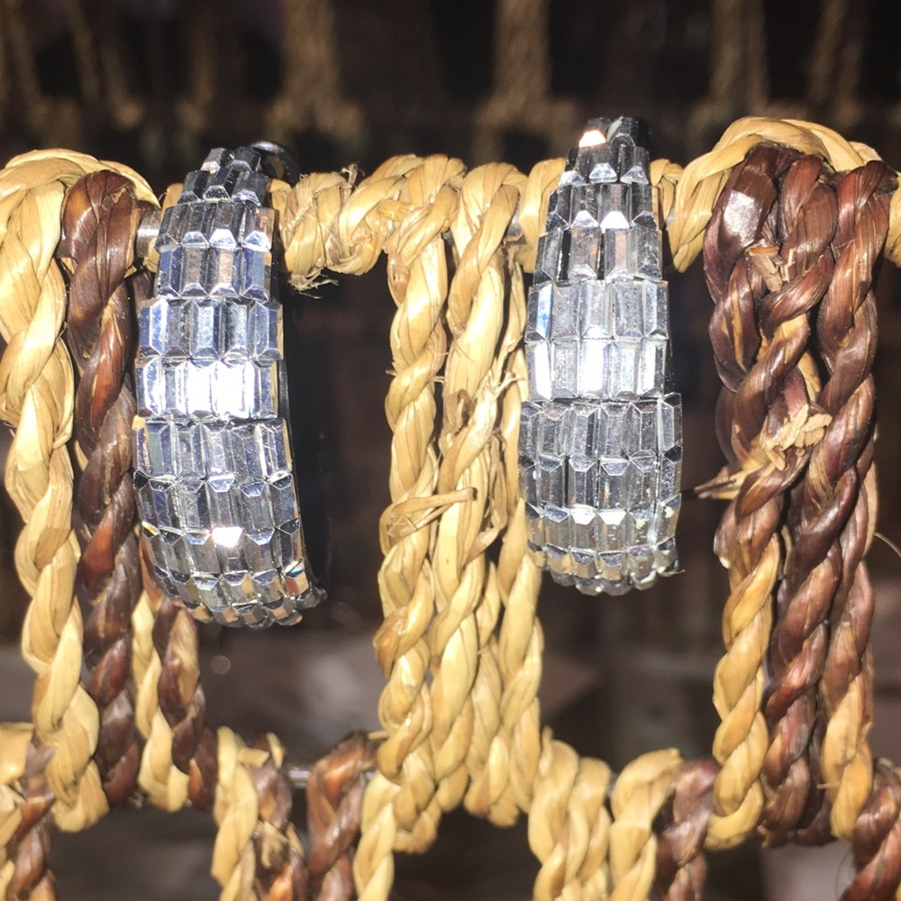 🆕Silver mirrored bling hoops NWT
