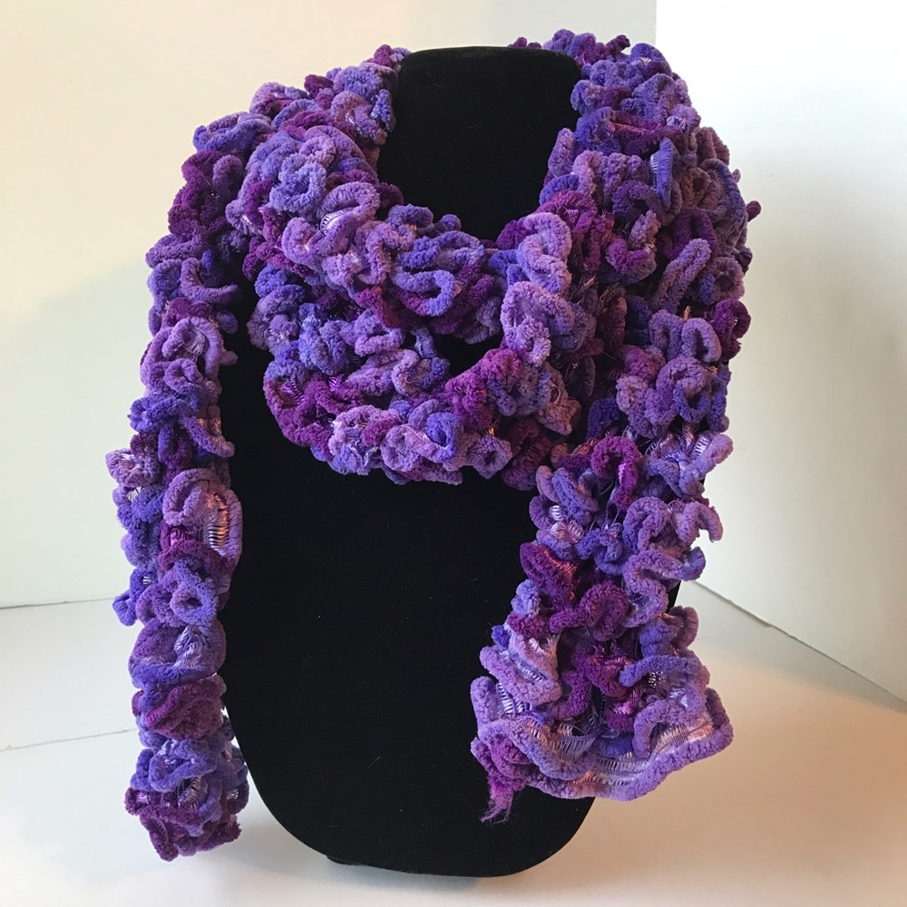 Purple curly scarf soft noodles