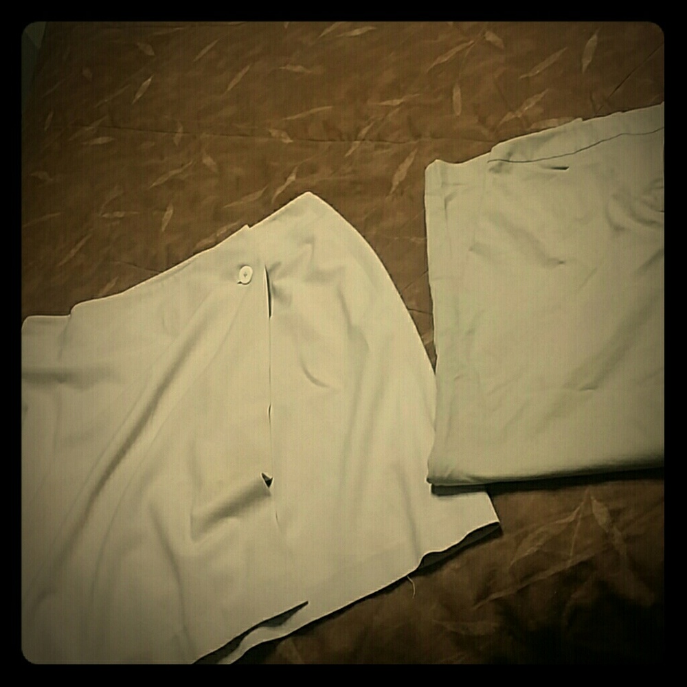 Khaki pants and skirt