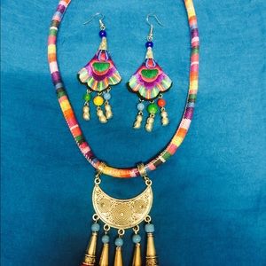 Ethnic stylish handmade necklace and earrings