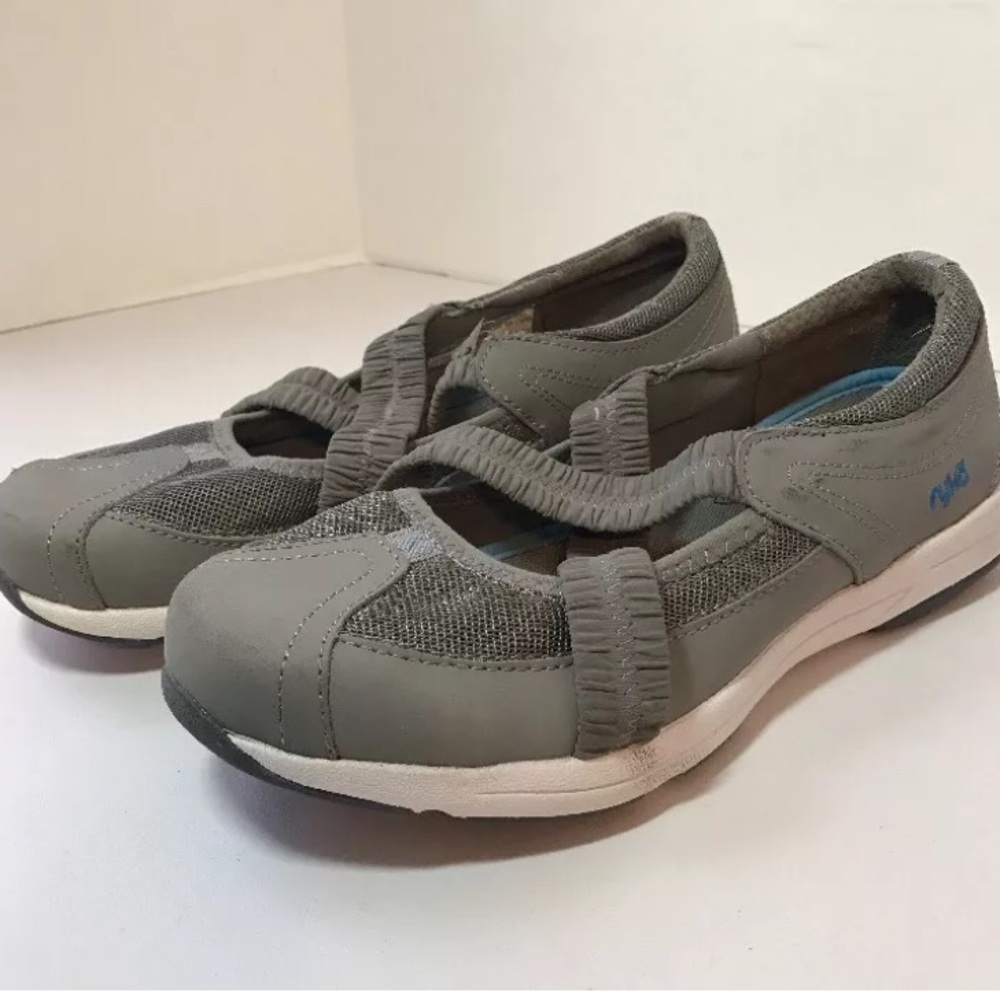 Ryka gray leather shoes mesh maryjane size 8W