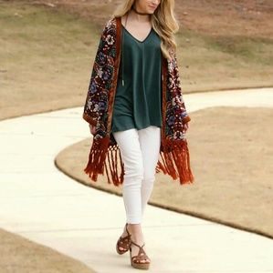 Fringe-worthy Floral Kimono