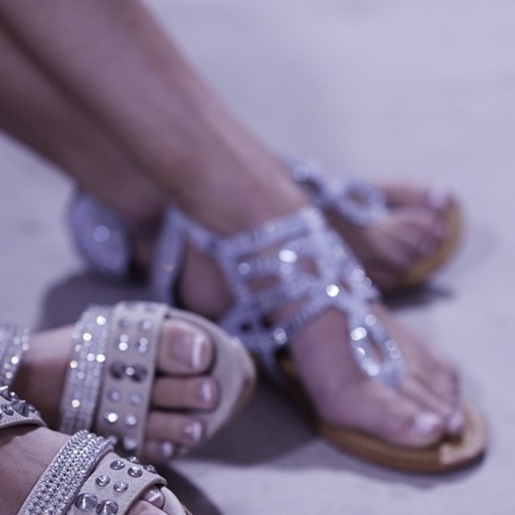 Nude Rhinestone Sandals - Picture 2 of 5