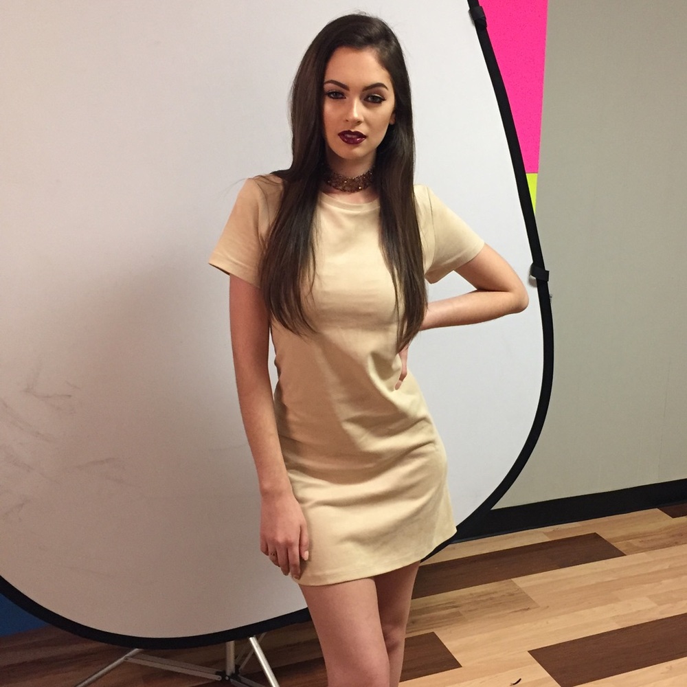 Faux Suede Nude Dress