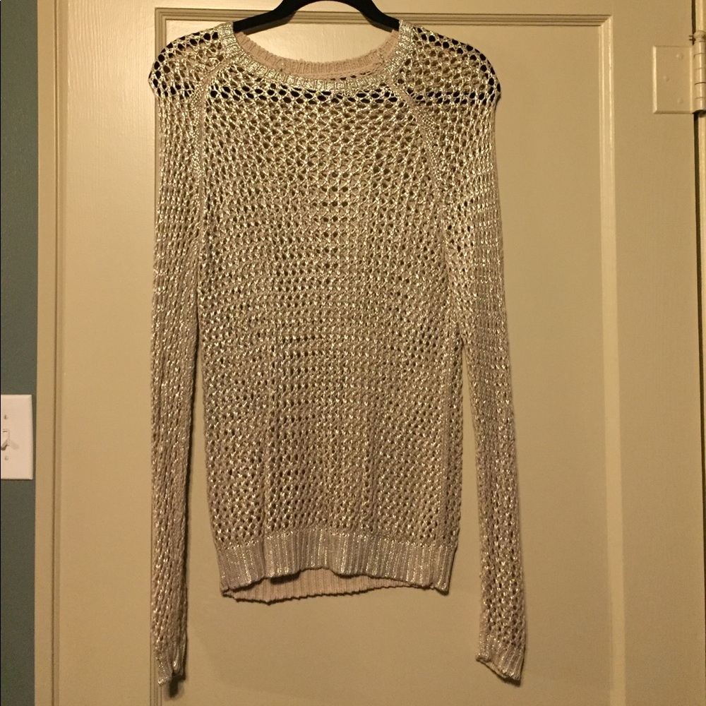 Metallic silver Long Sleeve Sweater