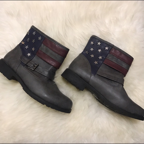 Charlotte Russe Shoes - American Flag Moto Booties NWOT