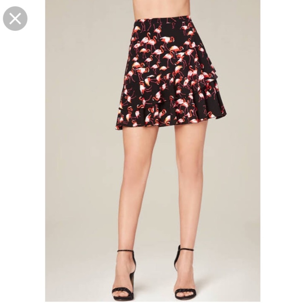NWT Bebe flamingle print flounce skirt - XS