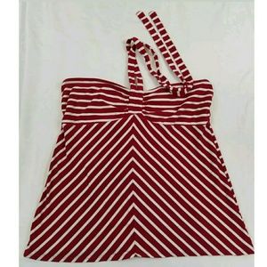Ann taylor loft red striped halter top size xl