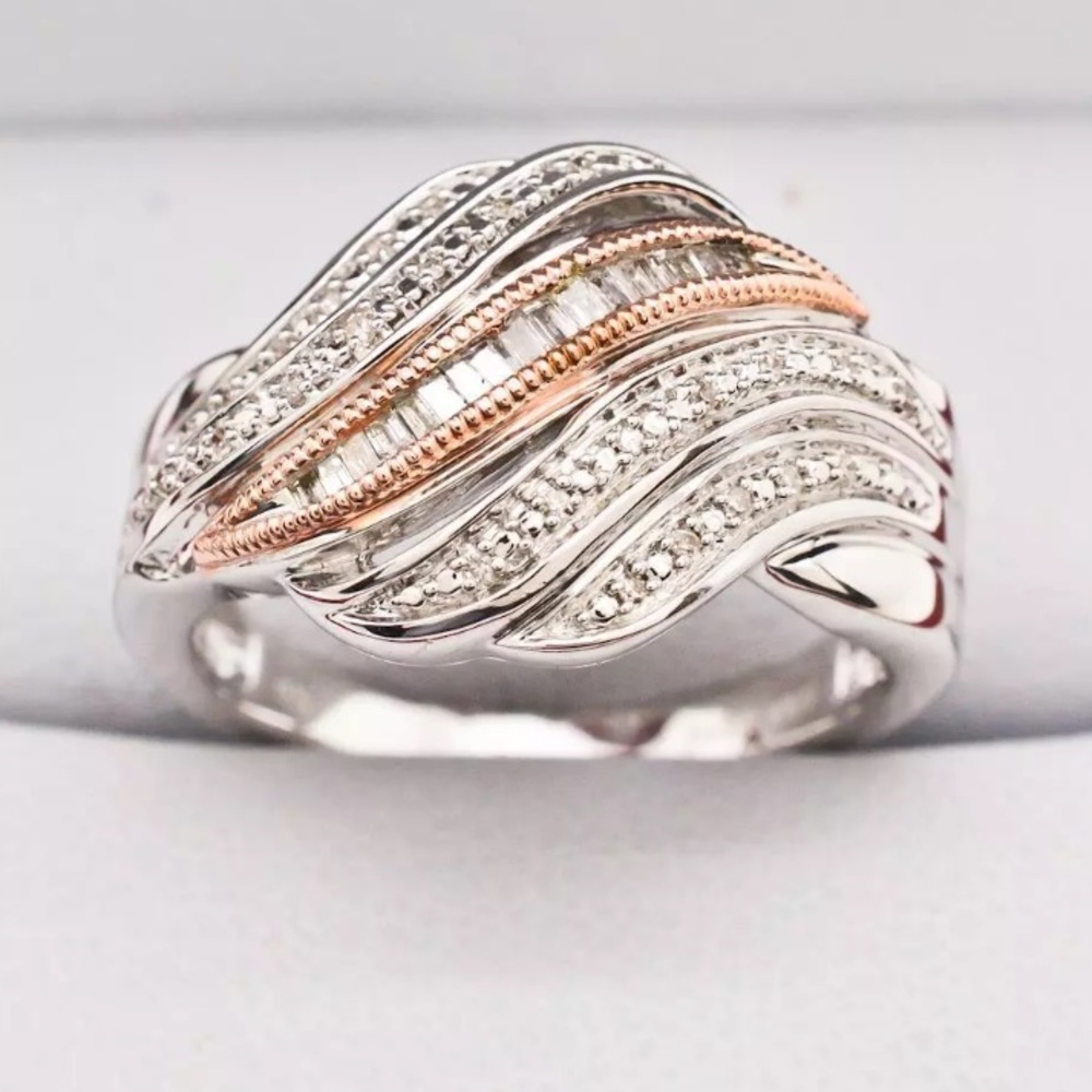 .68 ctw genuine H-SI diamond w/925Ss & rose gold