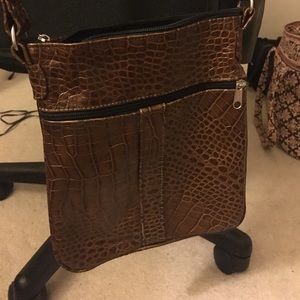Brown leather satchel