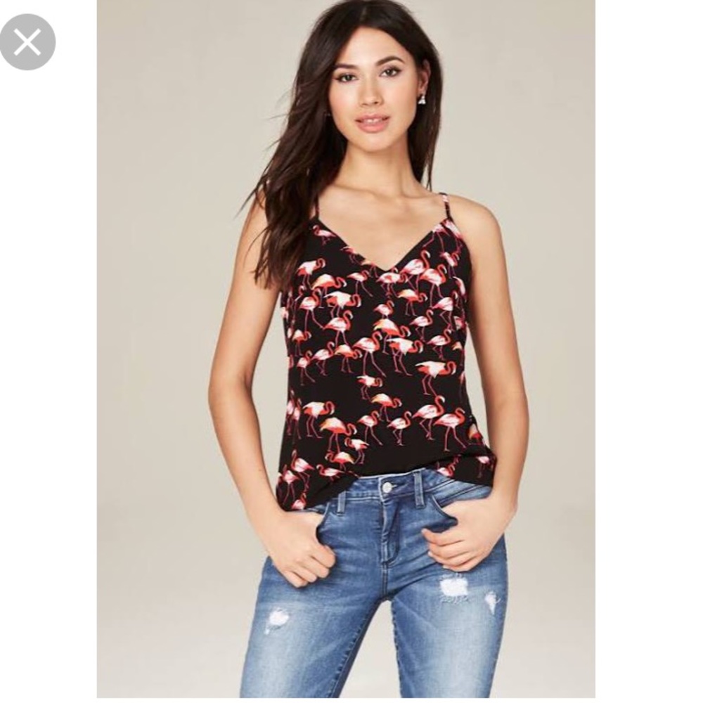 💗 NWT Bebe "flamingle" spaghetti strap tank -XS