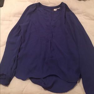 Periwinkle blouse with beading at top