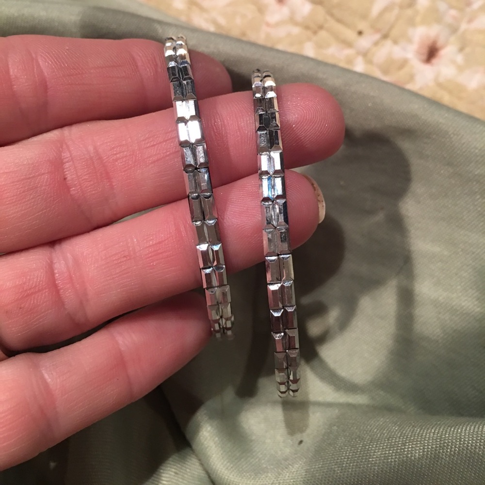 🆕Large silver bling hoops NWT