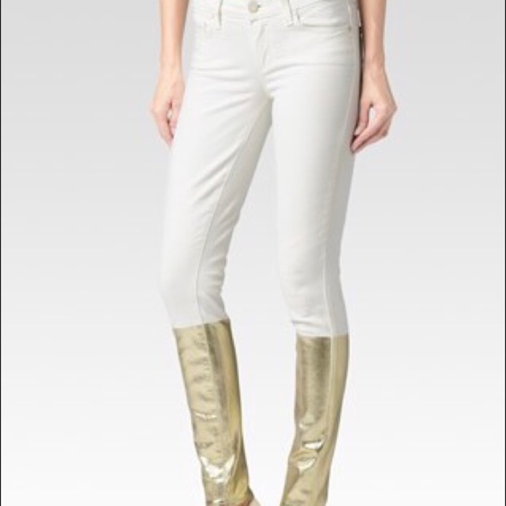 Paige white & gold jeans NWT