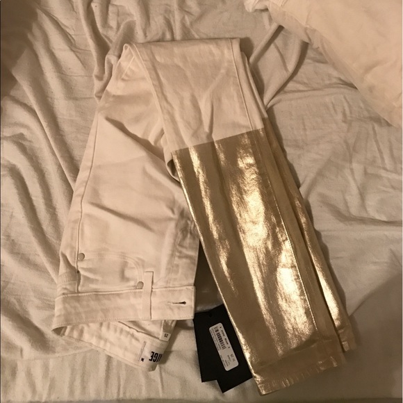 Paige white & gold jeans NWT - Picture 3 of 3