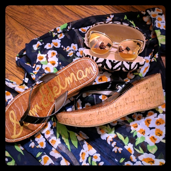 Sam Edelman Shoes - Sam Edelman Romy Leather Sandals Wedge Size 10M