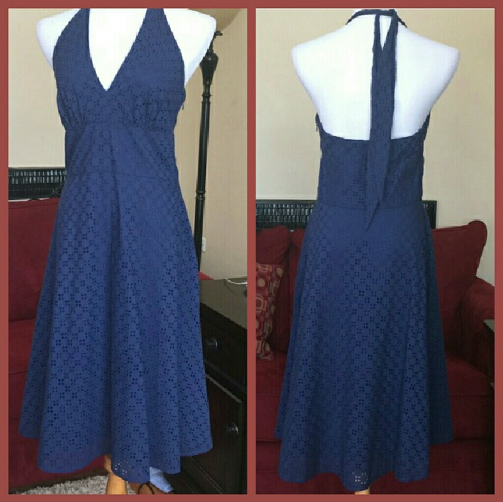 Donna Morgan blue halter dress