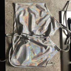 Super cute holographic rave top