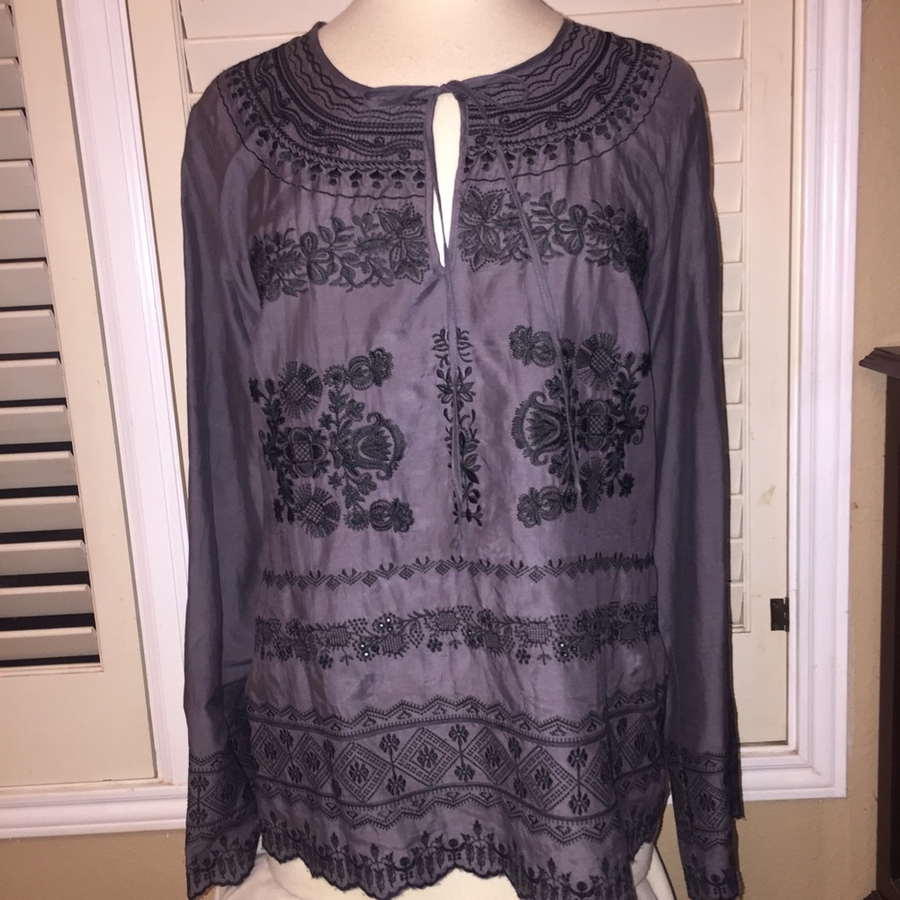 Johnny Was Embroidered Top Size L