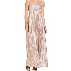 Jessica Simpson rose gold pleated strapless gown