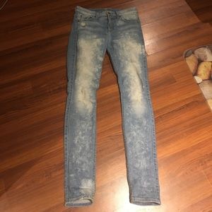 7 for all mankind distressed acid washed jeans 25