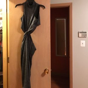 Women's Grey/Sparkle Black Cutout Dress