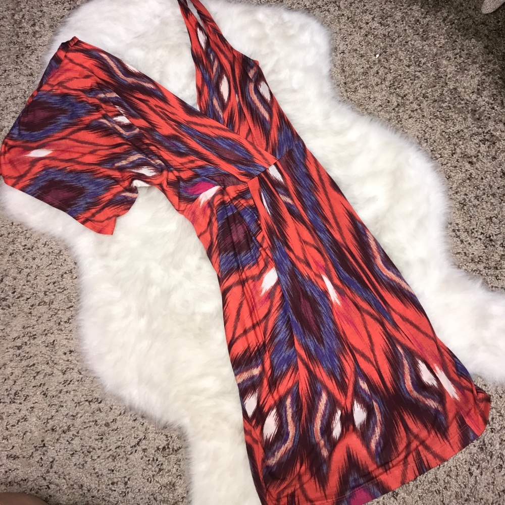 Bebe Aztec One Shoulder Dress