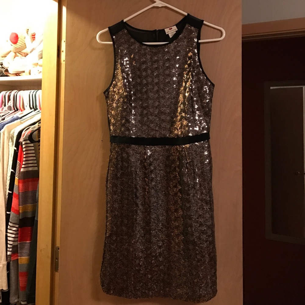Women's Black and Gold Sequence Mini Dress