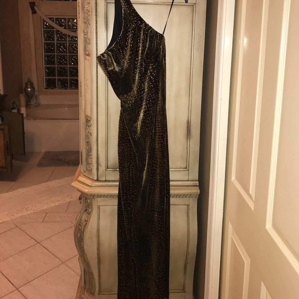 A one shoulder Cache gown. Size 8