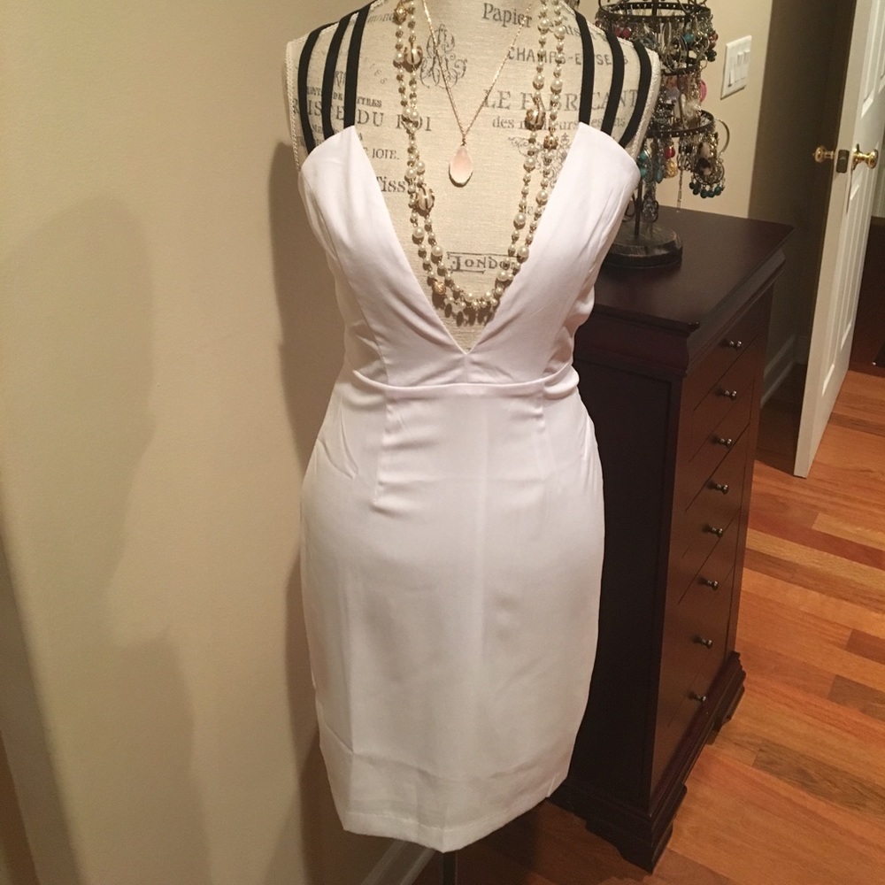 White dress with black straps