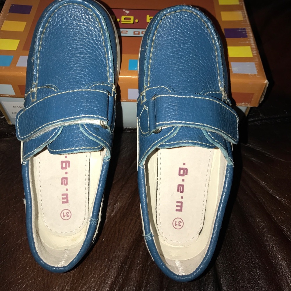 W.a.g. boys blue leather kid boy moccasins 31