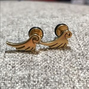 Stainless Steel Gold AngelWing earstuds