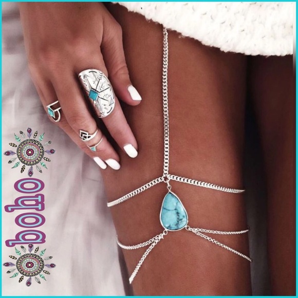 🌻Boho Turquoise Thigh Chain 🌻 - Picture 1 of 3