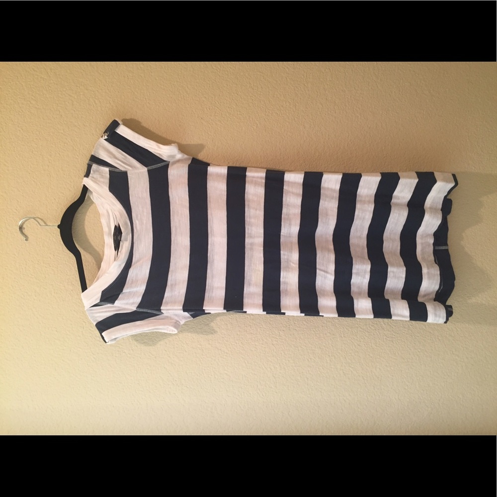 Navy and white striped dress