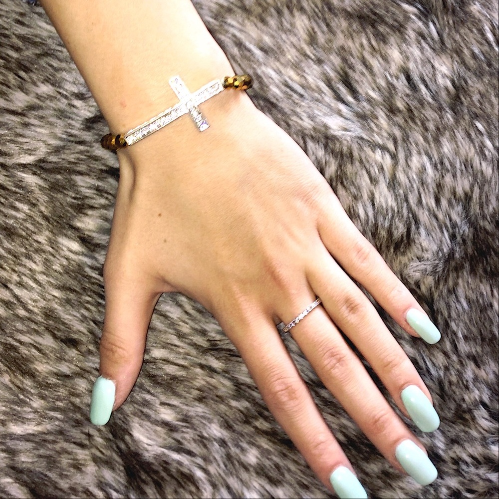 Rhinestone Cross Bracelet