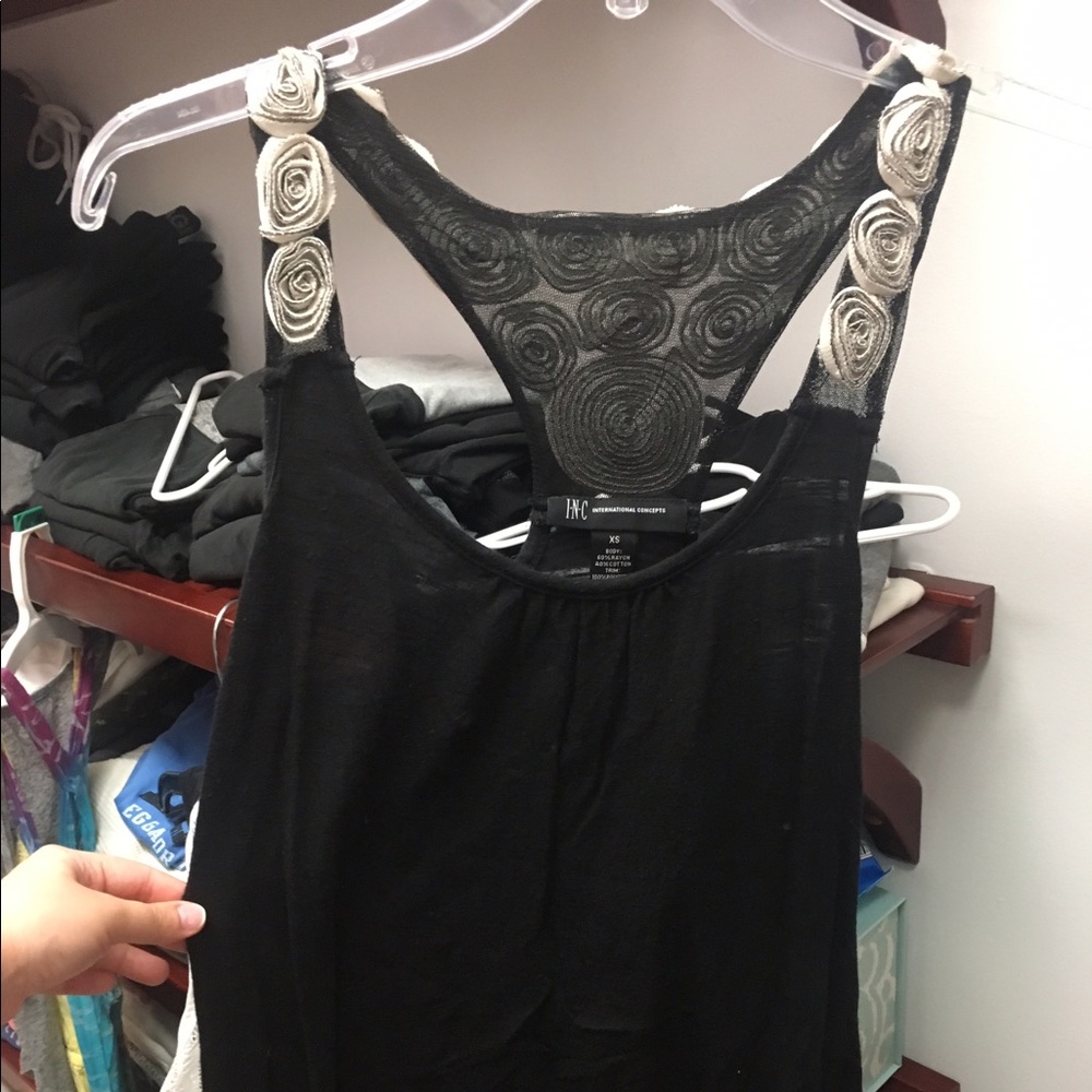 Black tank with designs
