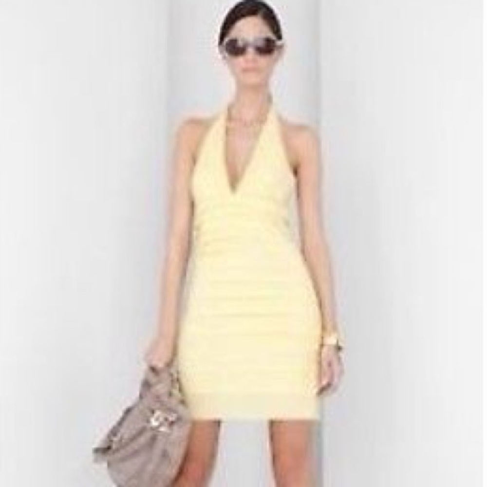 BCBG pleated halter dress
