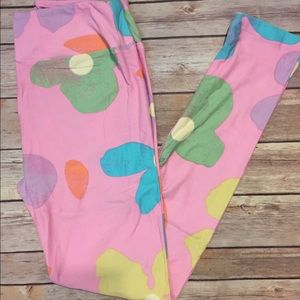 Lularoe OS Pink Floral Leggings Spring!