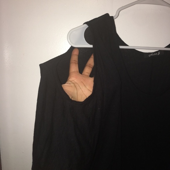 Black loose peek a boo sleeve blouse - Picture 2 of 3