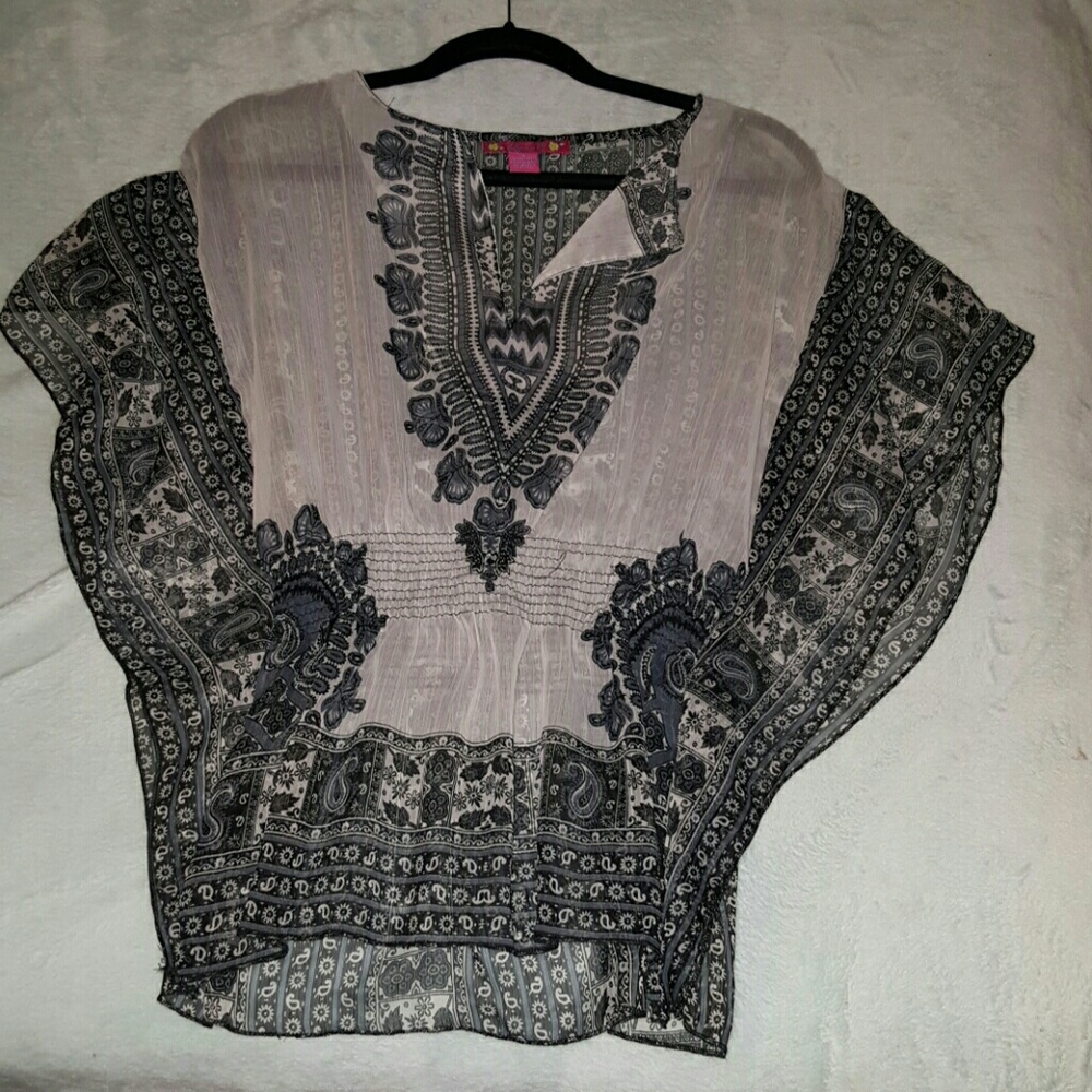 Sheer batwing blouse