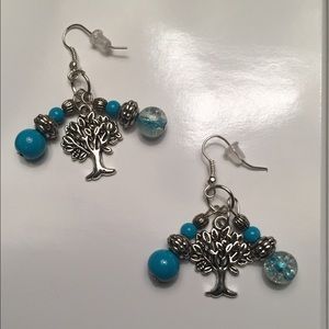 Blue and silver drop/dangle earrings
