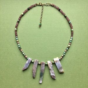 Moss Agate and Turquoise Statement Necklace