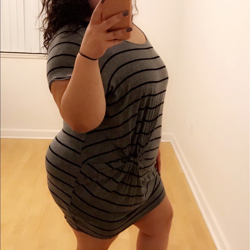 Grey & black stripped dress