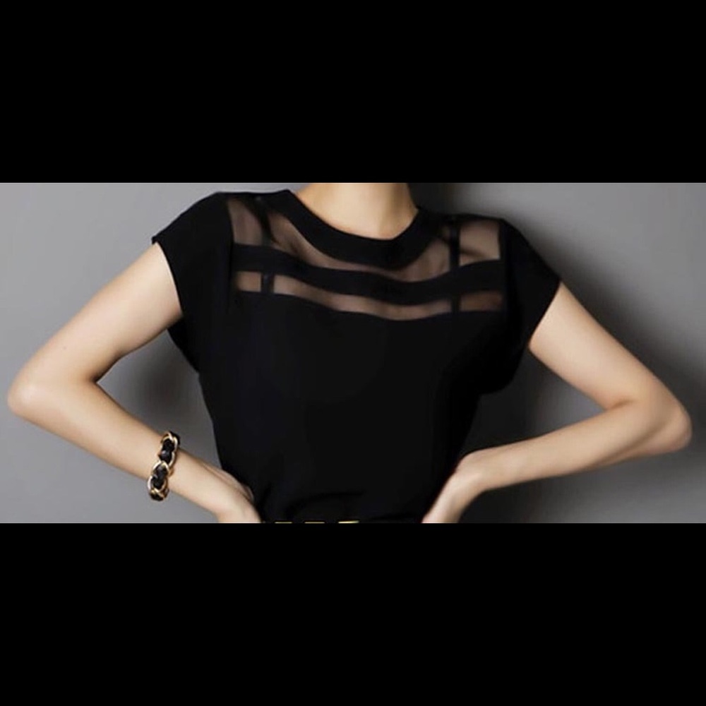 New Black Sheer Blouse
