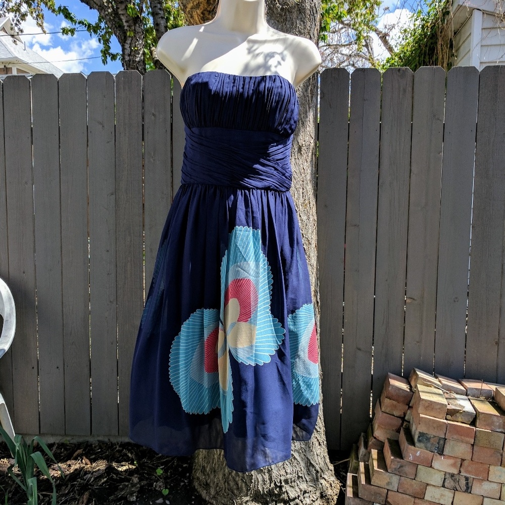 Anna Sui designer 100% silk strapless ?? dress