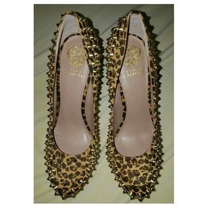 Vince Camuto leopard studded heels