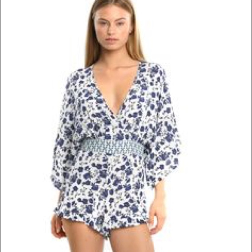 Kittenish kimono romper