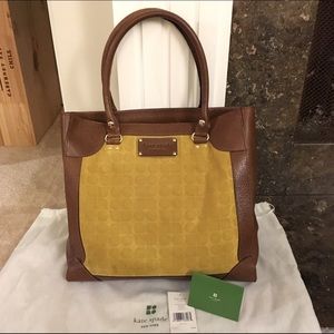 New Kate Spade tote suede leather yellow