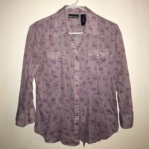 DKNY Purple Flower Western Shirt 👚