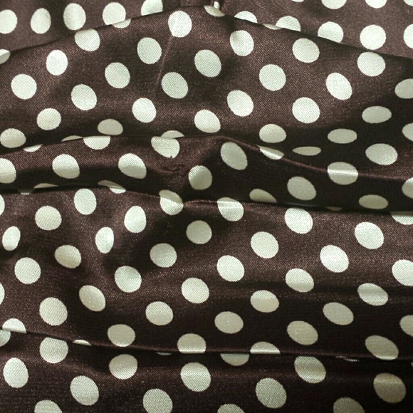 BCBGMaxAzria brown & ivory polka dot faux wrap top, small - Picture 3 of 4